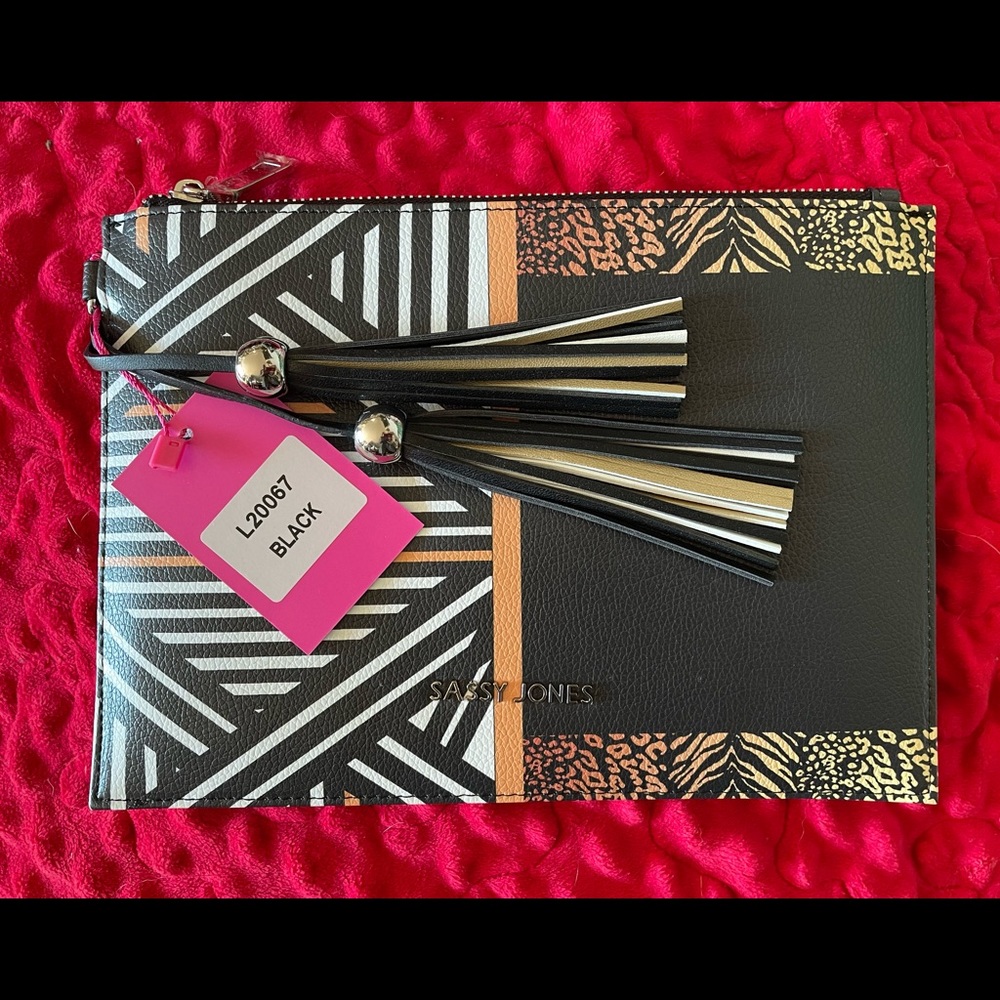 Sassy Jones Black Zanzibar Clutch/Wristlet